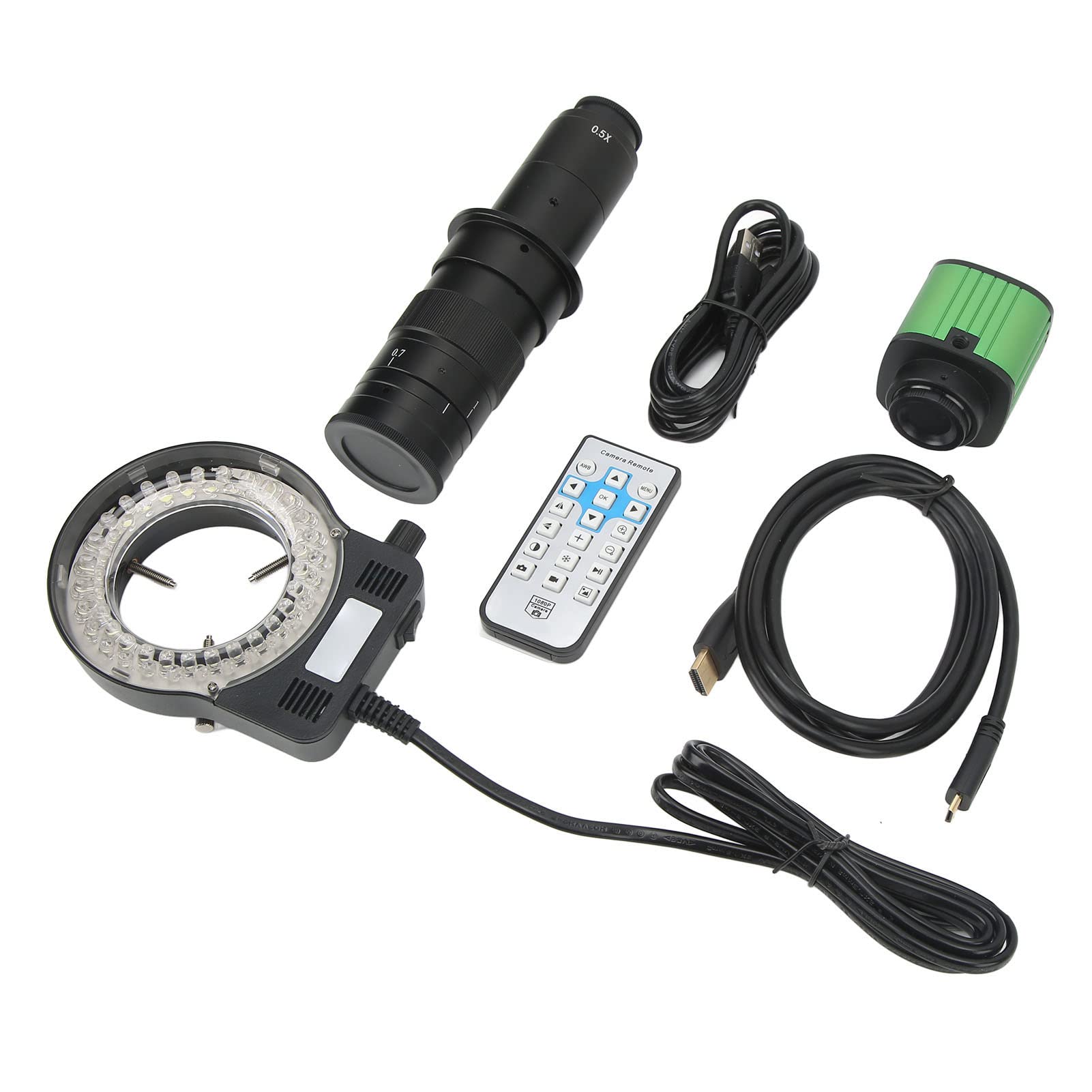 Cámara de Microscopio Industrial HD 1080P 2K USB 10X-180X LongitudCompleta Zoom C Lente de Microscopio para Reparación de Teléfonos (Enchufe de la UE)