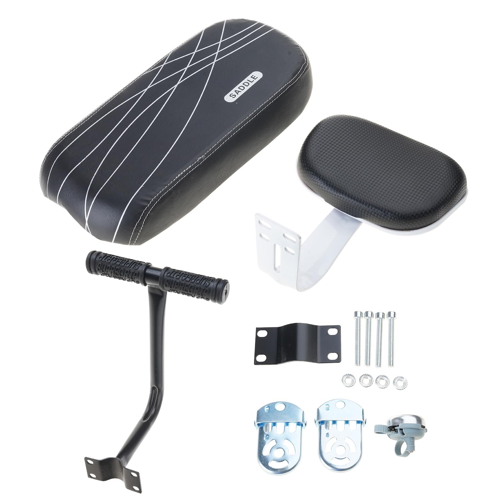 Ensemble de Repose-Pieds et accoudoirs pour sièges arrière de vélo, Porte-bébés de sécurité pour, sièges de vélo pour bébé avec accoudoir et Dossier, vélo pour Enfant avec Dossier