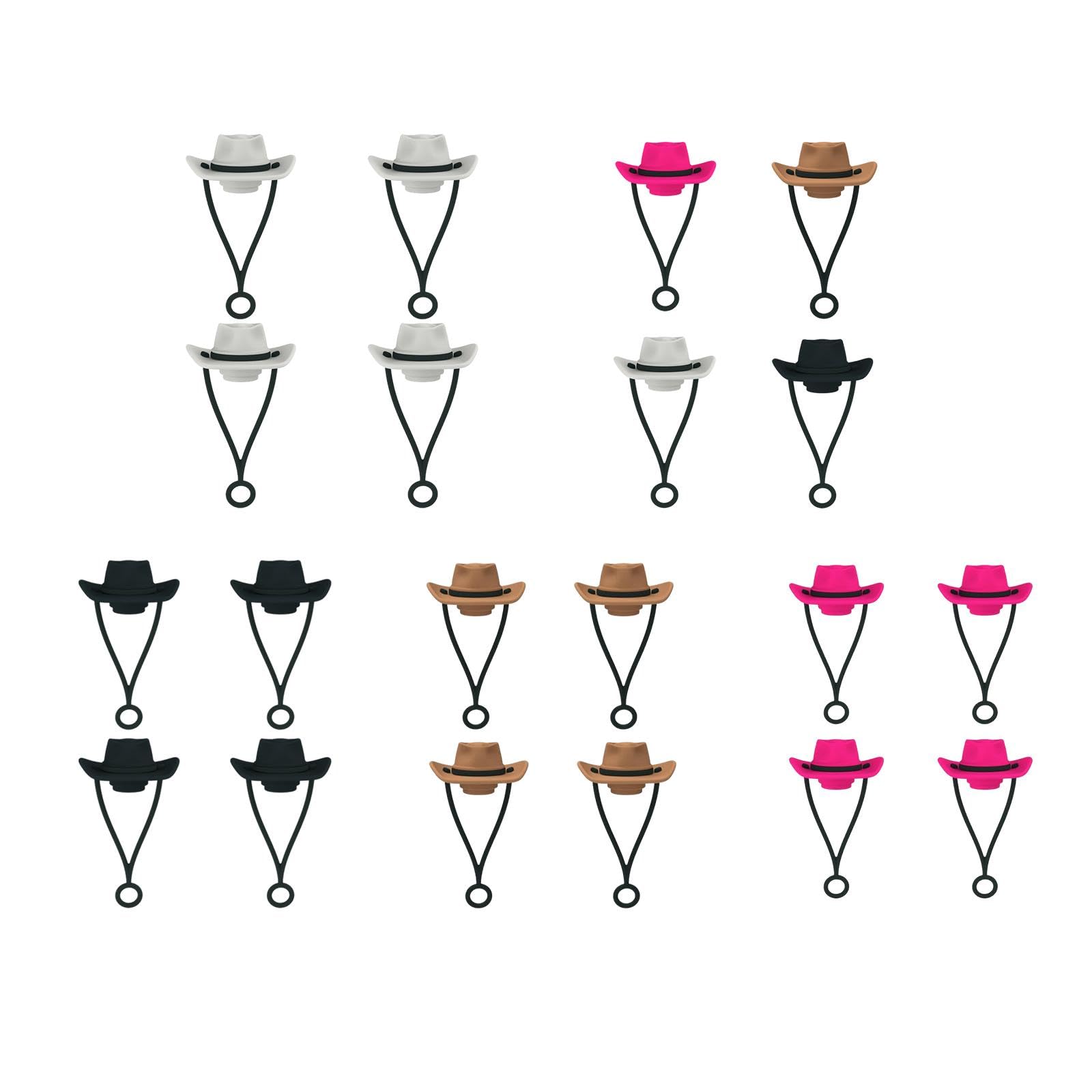 MERISHOPP™ 4Pcs Cowboy Hat Straw Cover Cute Straw Topper Protector Lid for Party Favors Black|Home & Garden|Kitchen Dining & Bar|Kitchen Tools & Gadgets|Other Kitchen Tools & Gadgets 2