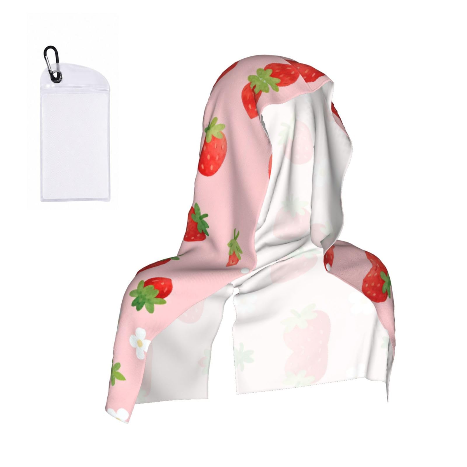 CNTDBU Strawberry Flower Seamless Cooling Towel Hooded-Instant Chill Neck Cover for Sports, UV Cooling Rag for Running Gym