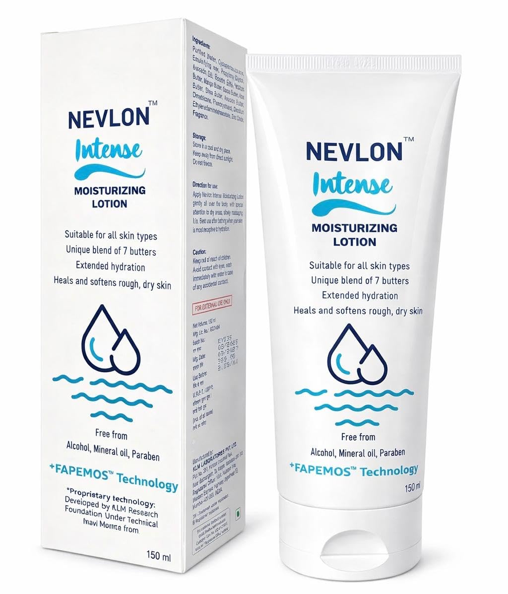 Nevlon Intense Moisturizing Lotion 150 ml | With 7 Natural Butters | Deep Hydration for Dry & Rough Skin | Alcohol, Mineral Oil & Paraben Free | For All Skin Types
