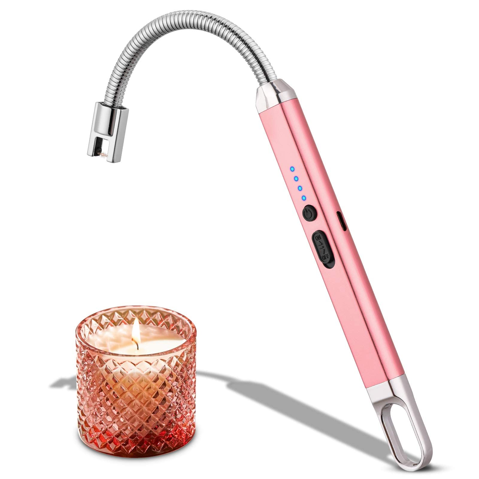 MEIRUBY Lighter Electric Gas Lighter Candle Lighter Rechargeable USB Lighter Arc Lighters for Candle (Rose Gold)