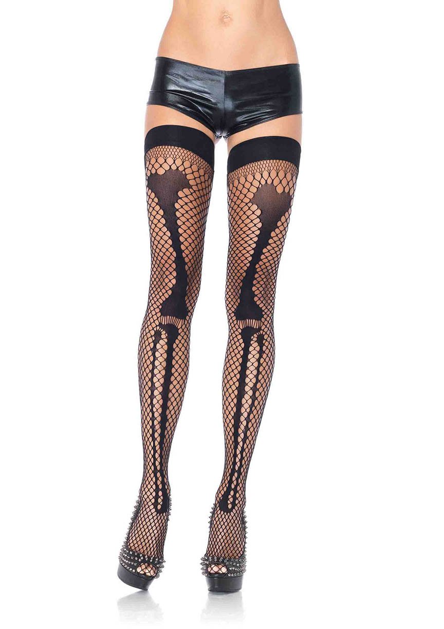 Leg Avenue Women's Skull Fishnet Tights