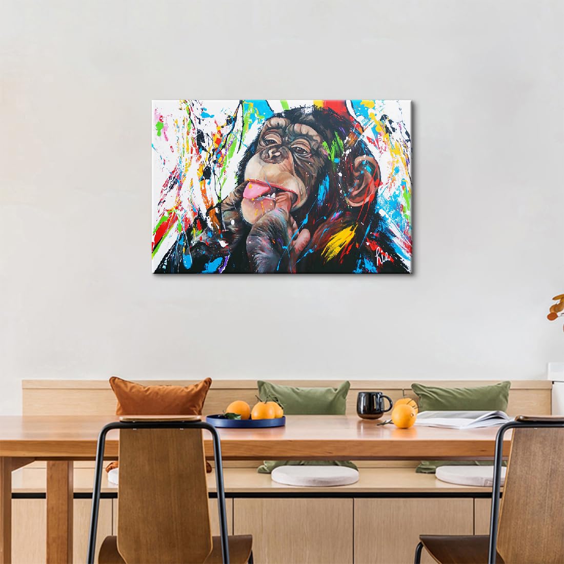 Amazon.co.jp: チンパンジー アートパネル レトロ 壁掛け 絵画 寝室の