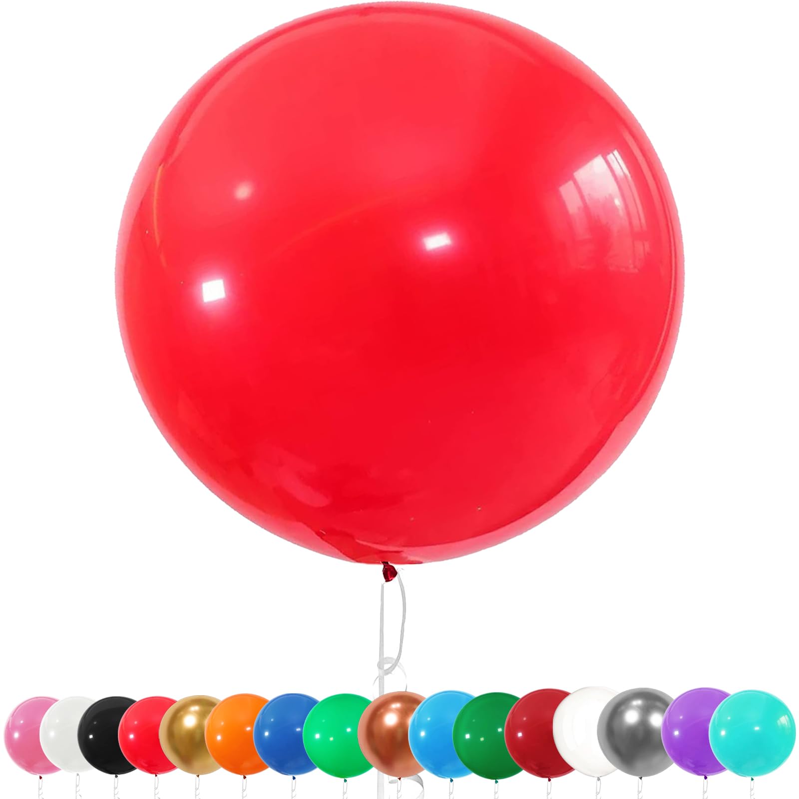 AUNGKWANG 6 Pcs Large Balloons, Thick Latex Extra Big Colourful Balloon, XXL Large Balloon, Round Luftballons for Wedding, Birthday, Party & Carnival Decorations, Color