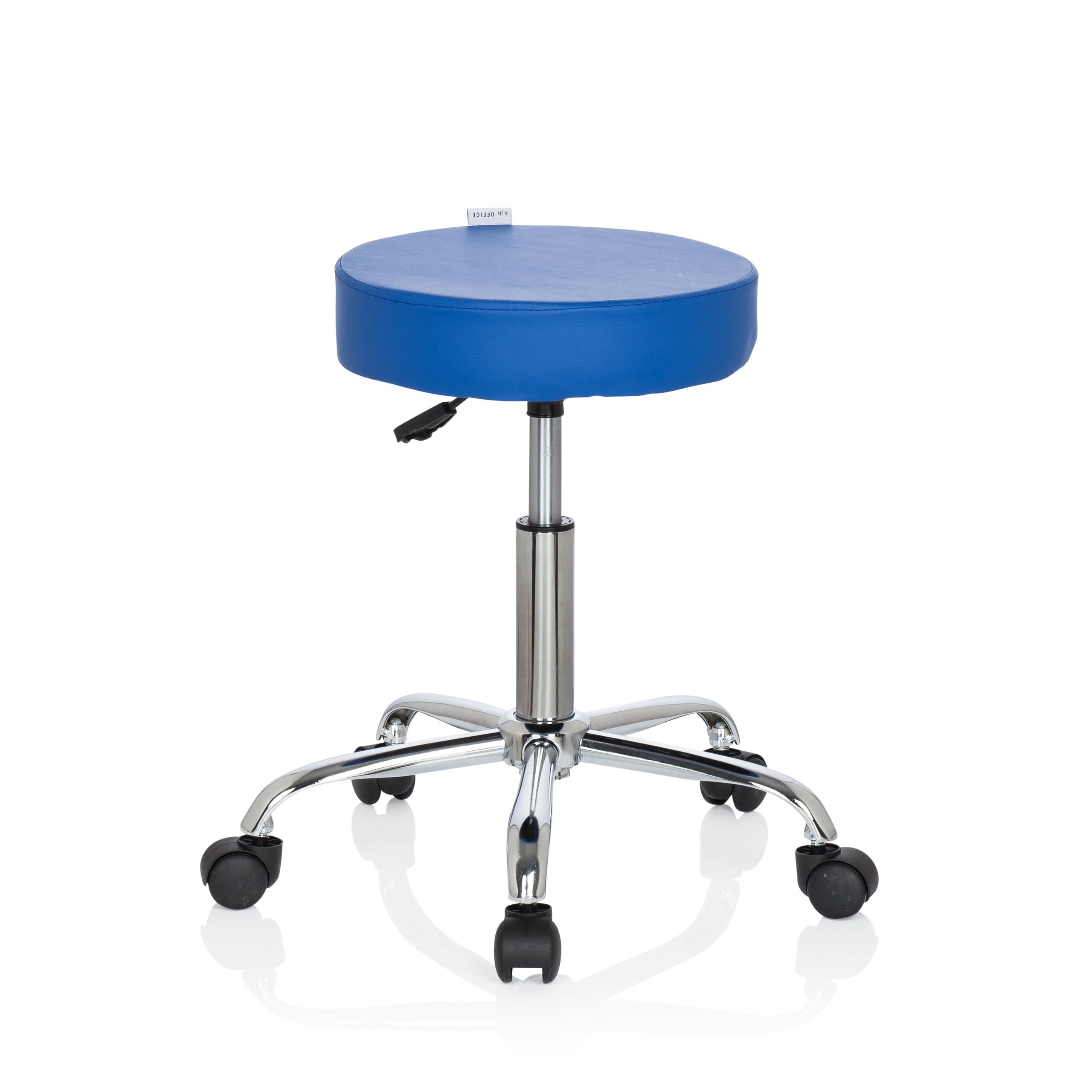 HJH Office 729413 Sgabello da ufficio OPERATOR II in similpelle blu Sgabello regolabile in altezza con rotelle