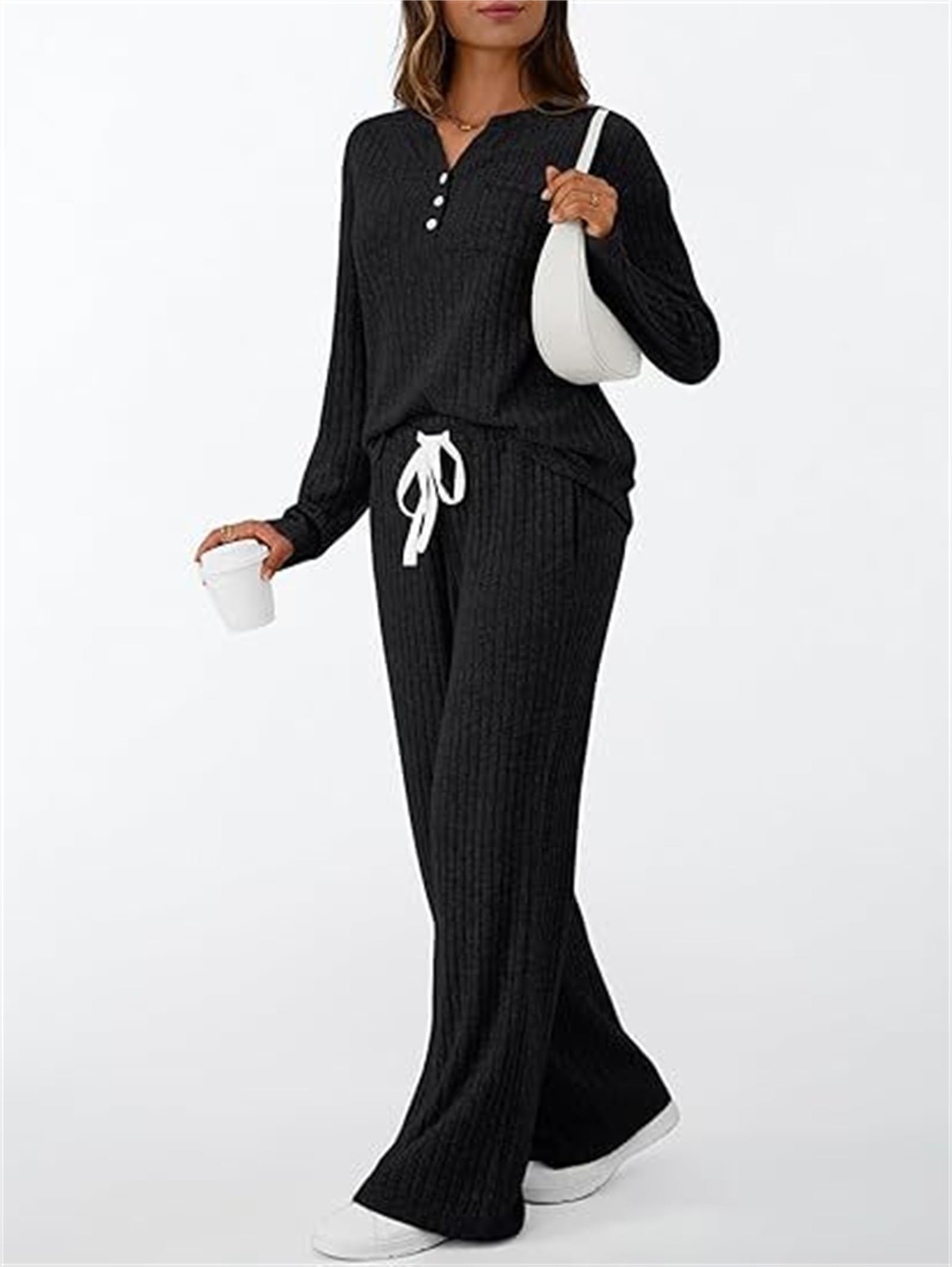 Generisch Damen Winter 2025 zweiteilige Loungewear-Sets, Trainingsanzug, passende Pyjamas, ideal für Reisen, Urlaub und den Herbst.