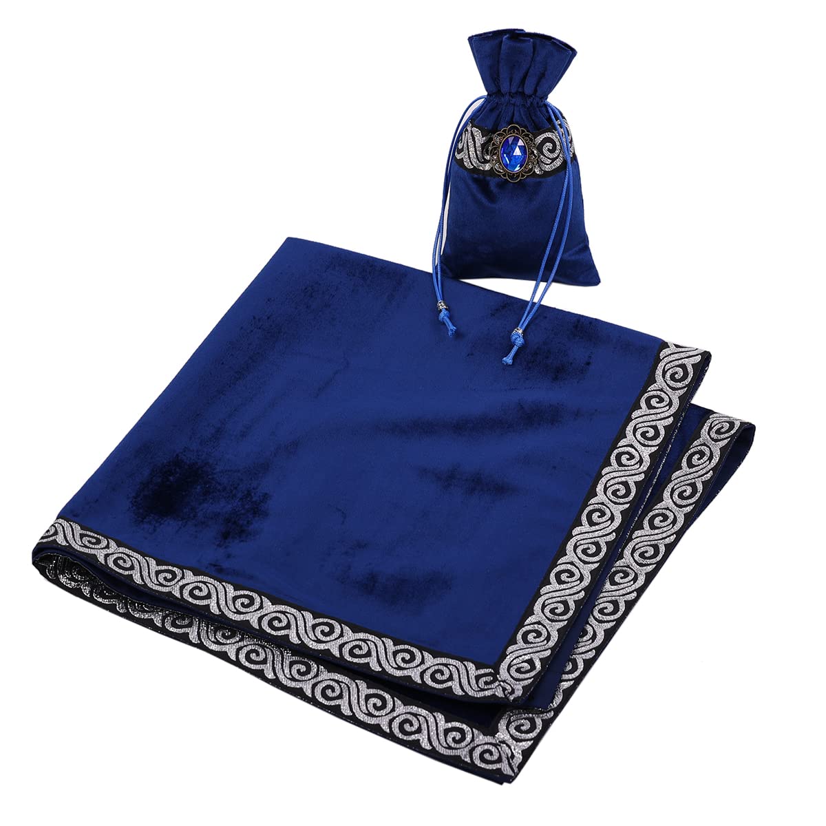 BLESSUME Tarot Table Cloth Divination Wicca Velvet Altar Cloth with Tarot Pouch, Blue 1, 24.4 x 24.4 inch (Square) - Image 4
