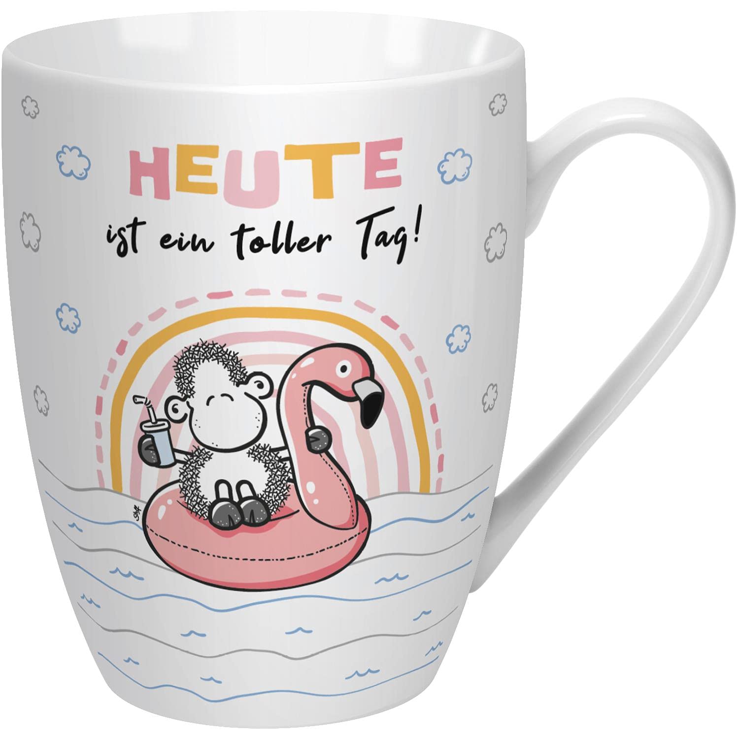Sheepworld Mug with Saying Heute ist EIN toller Tag | Coffee Mug, Porcelain, 30 cl Favourite Mug, Gift, Birthday Gift | 59610