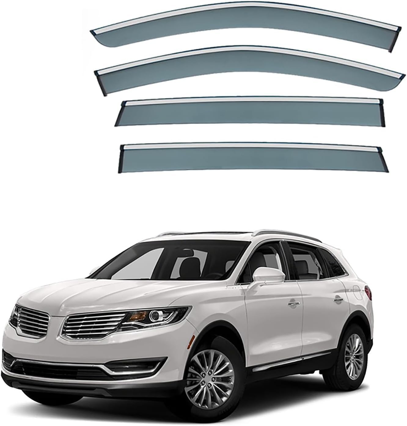 FENGJP Car Window Wind Deflectors for Lincoln MKX MK2 2016-2018, Window Wind Deflector Visor Rain Smoke Guards Automotive Accessories