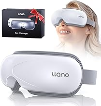 Llano Eye Massager with Heat, Portable Eye Massage with Bluetooth Music, Smart Eye Mask Massager Sleep Mask Foldable Face Massager for Relax Dark Circles Dry Eyes White