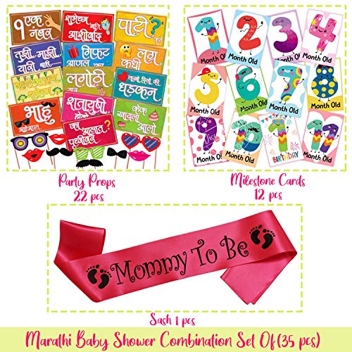 Wobbox Marathi Baby Shower Decoration Items Baby Shower Ceremony Photo Booth Props for