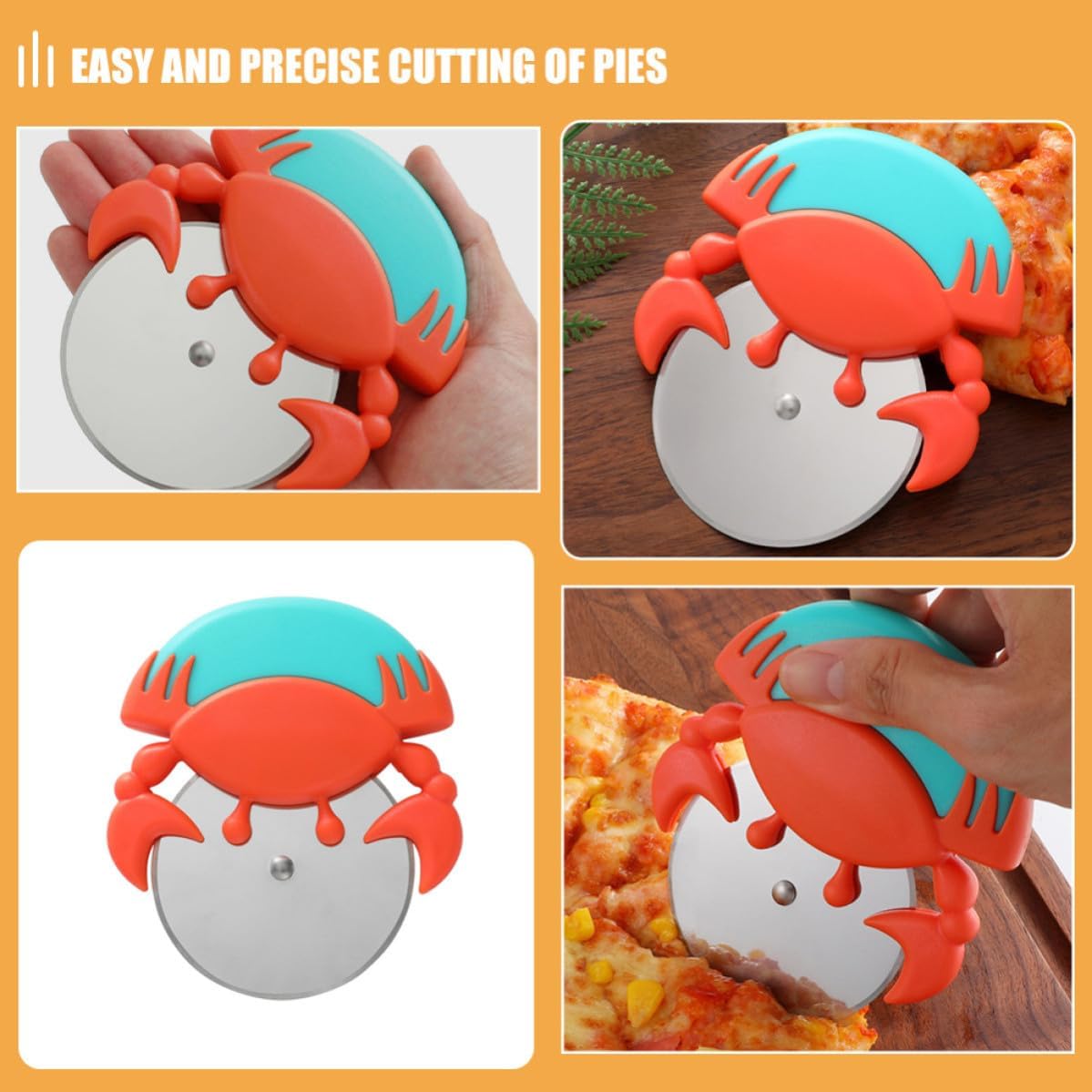 Crab Pizza Cutter, Stainless Steel round Pizza Wheel with Cover for Home