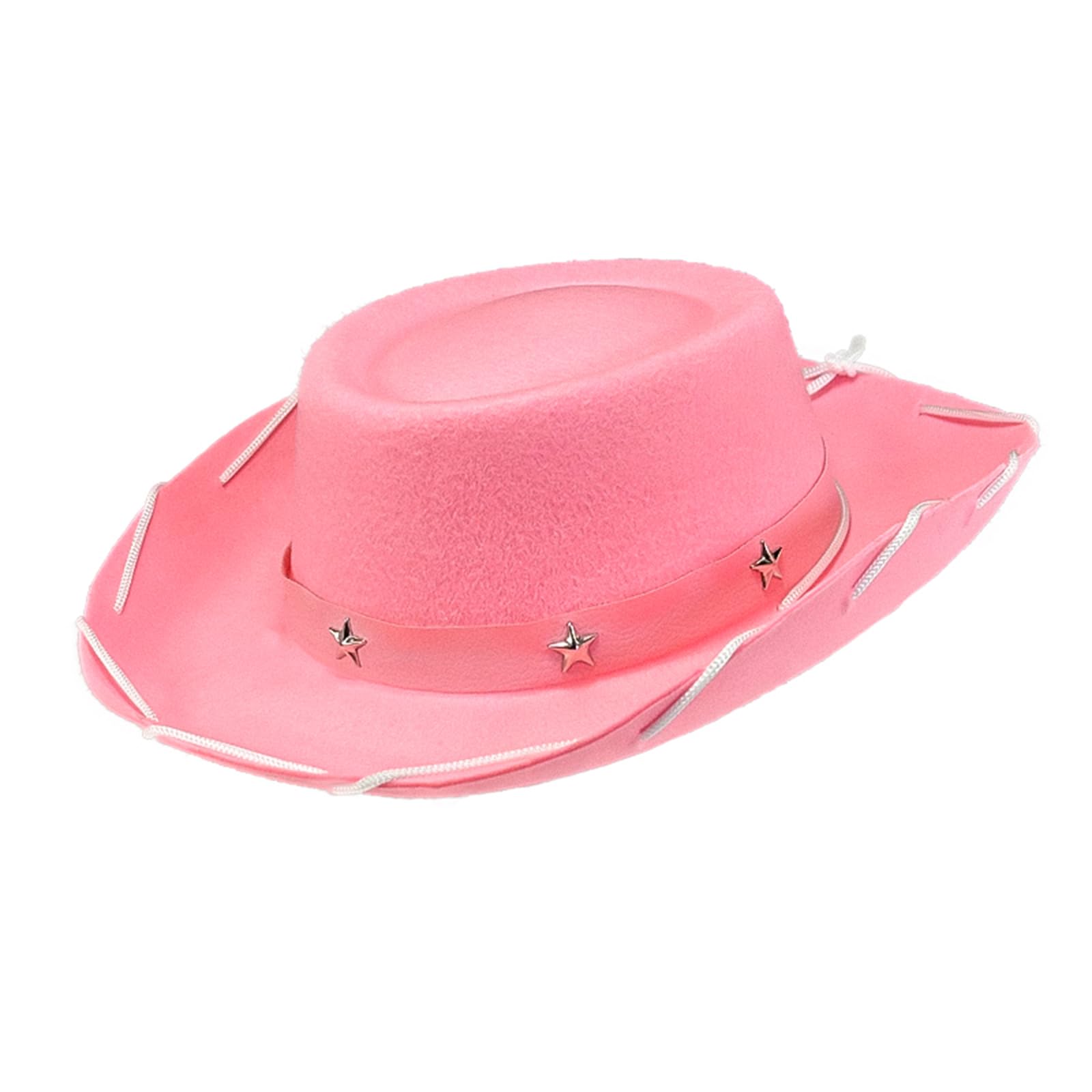 Kids Western Style Cowgirl Cap Stylish Leather Belt Decorated Wide Brimmed Hat for Outdoor Party Wear (Pink, ONE Size)