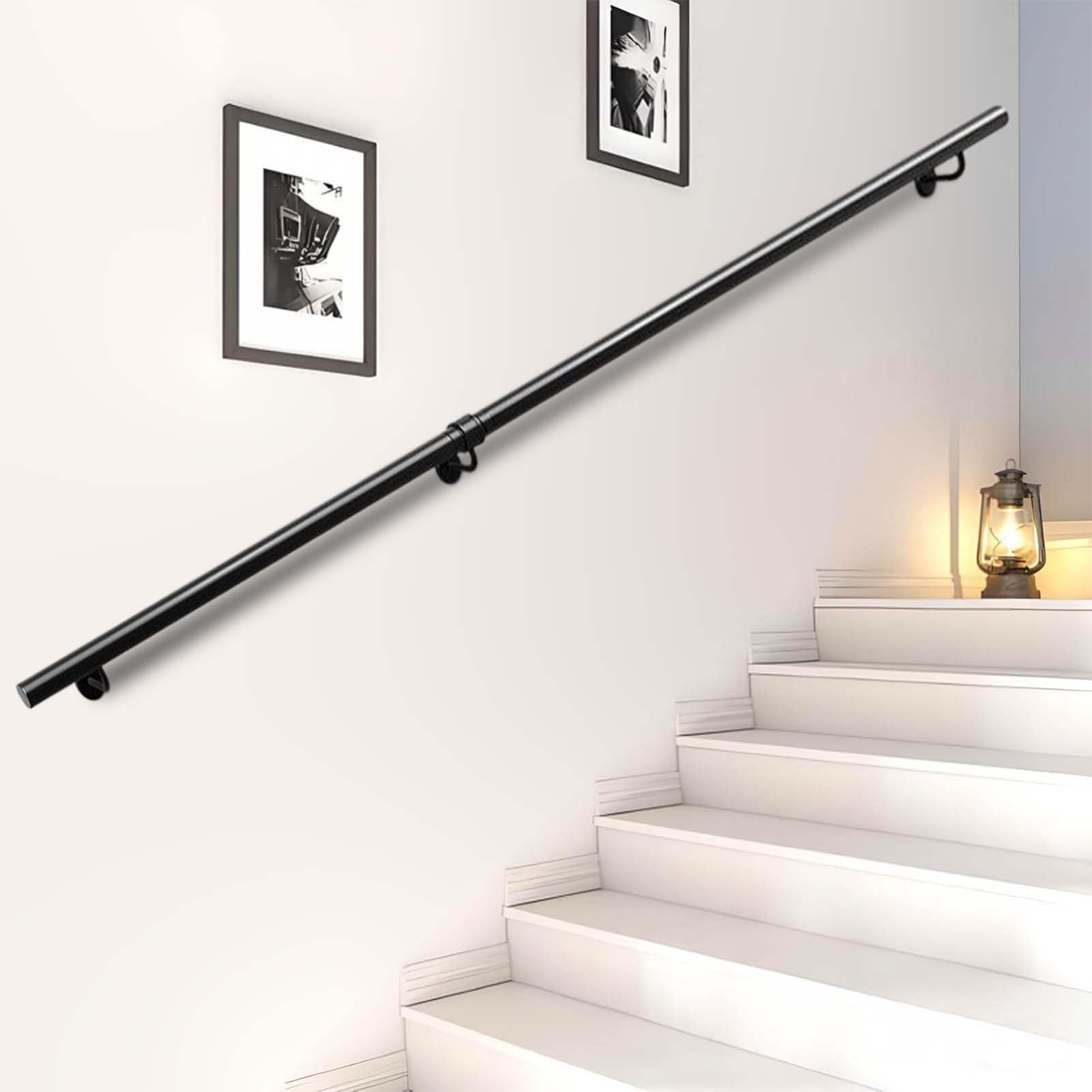 FKXSXAZ Wall-Mounted Stairs Banister Handrail, Non Slip Stair Railings Support Rod, 100cm 1.5m 2m 300cm 4m Metal Galvanized Pipe Hand Rails with Bracket Grab Bar Kit Indoor Outdoor(1ft/30c