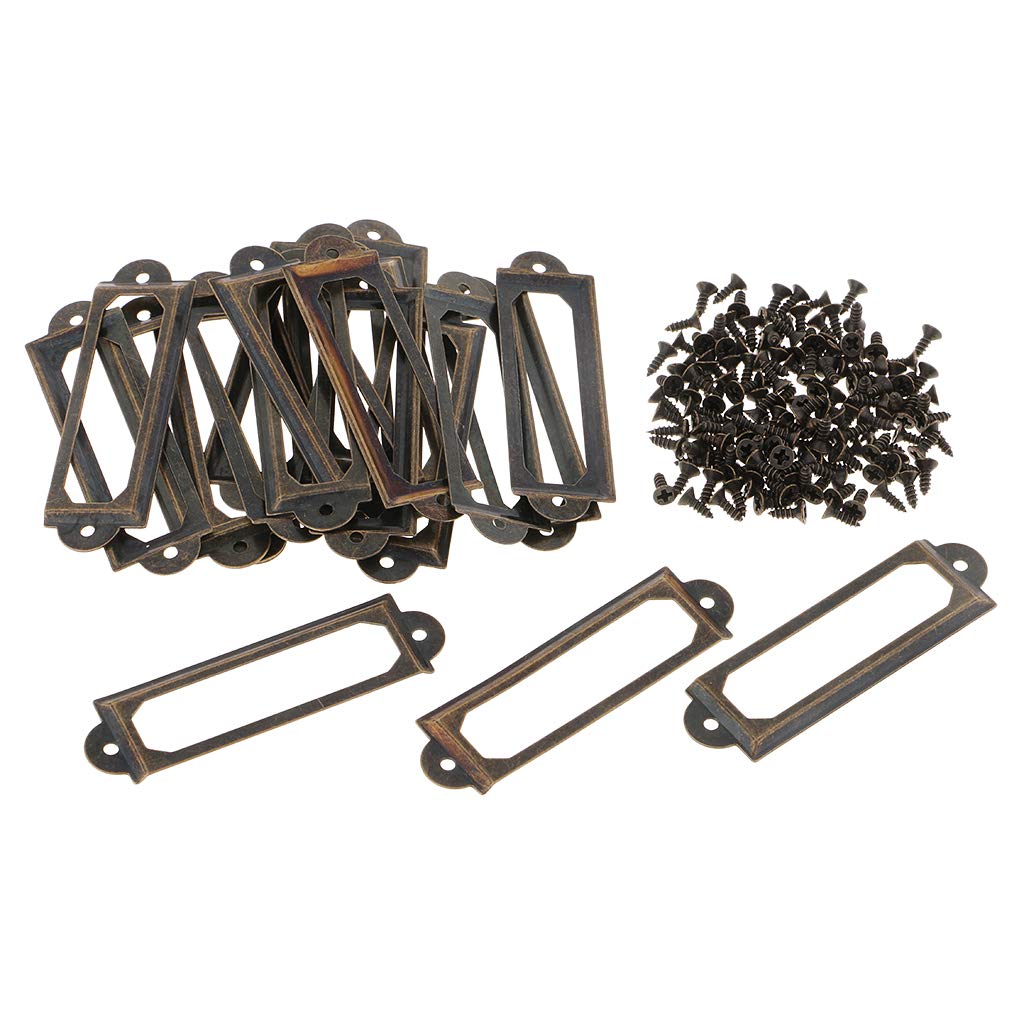 Pleayietoopiatiey Bronze 20 Pieces Screw Type Label/Card/Tag Holder Drawer Label Pull For Diy