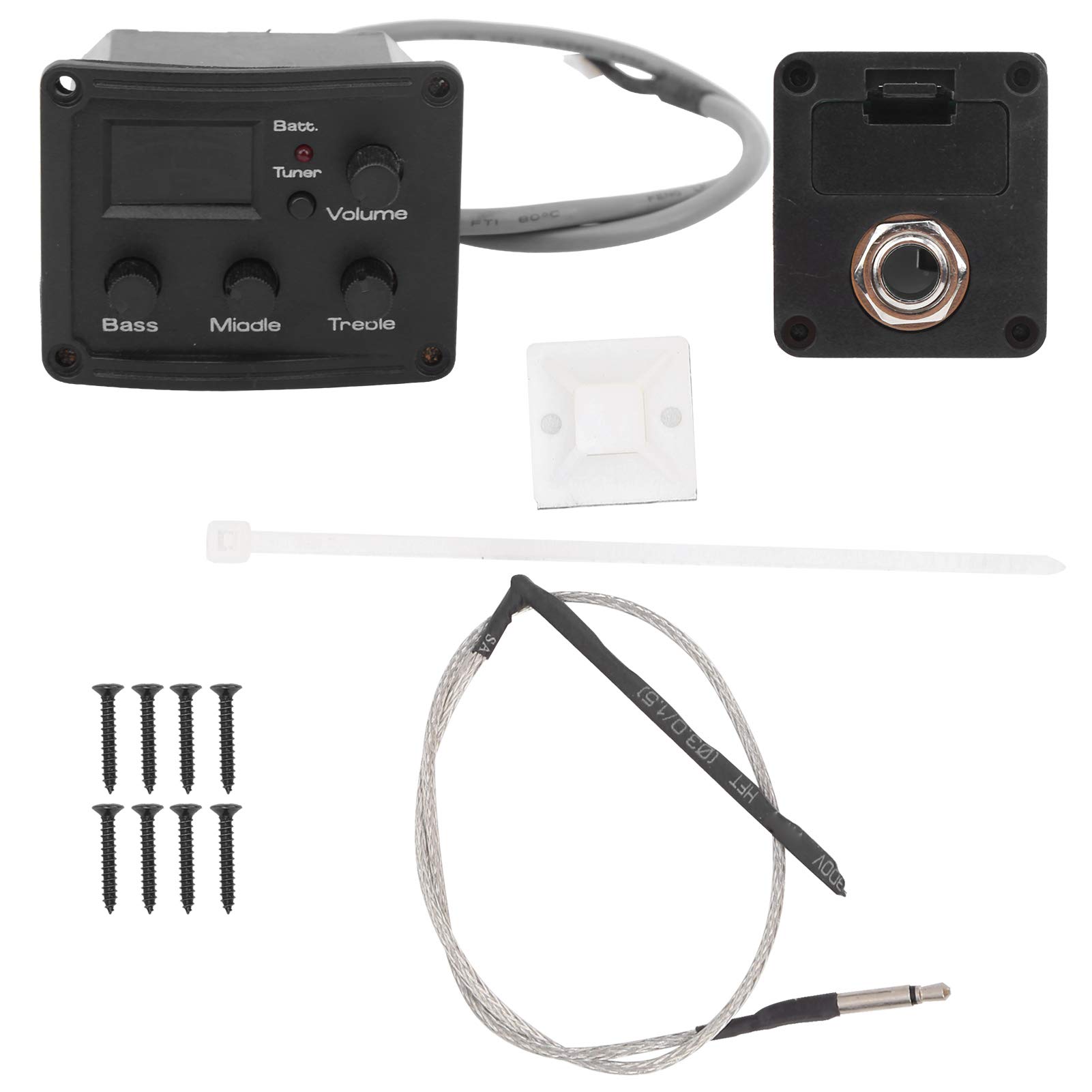 ukulélé égaliseur amplificateur, 3 bandes EQ, écran LCD pour调节音效和预放大, musiciens, enregistrement, streaming, scène