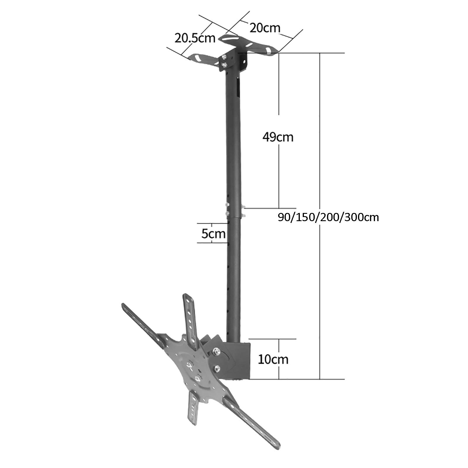 Supporto TV, Supporto TV A Parete Extra Lungo per Soffitto, Distanza Fori di Supporto Entro 400 * 400 Mm, per Schermi LCD da 32 A 55 Pollici, Due Metodi di Installazione