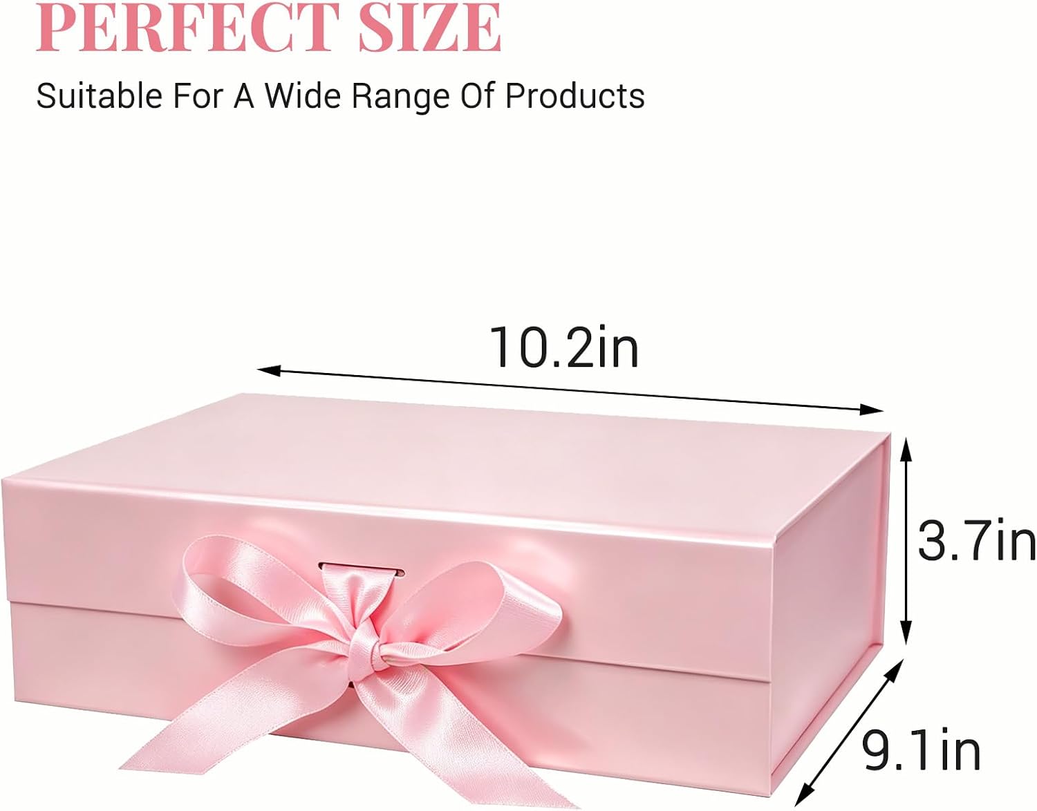 jsvant Pink Gift Box with Ribbon, 10.2"x9"x3.74" Magnetic Lid Gift Boxes image 2