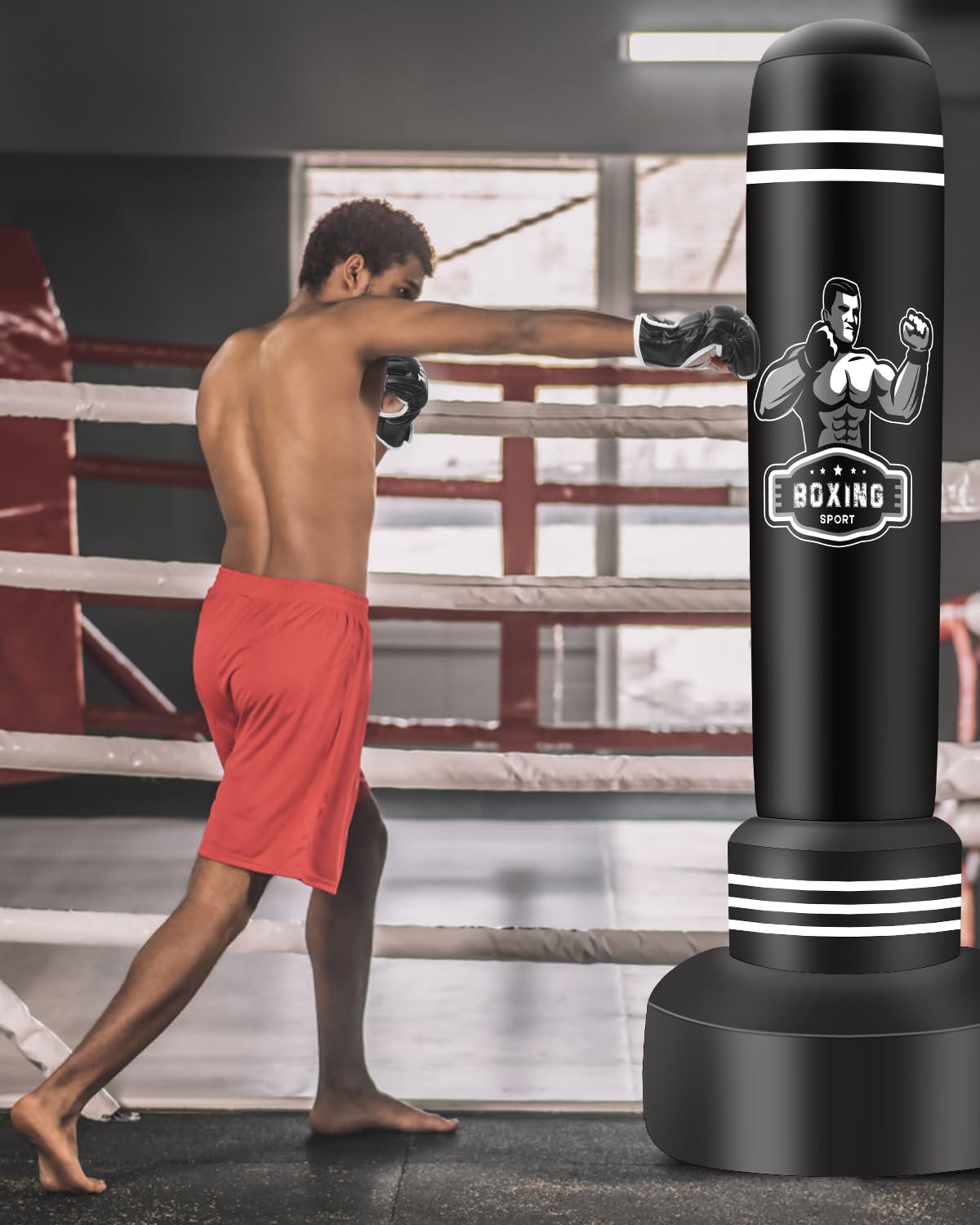 Guantillas MMA y Guantes de Boxeo Semidedos Ajustables Transpirables para Kickboxing Entrenamiento