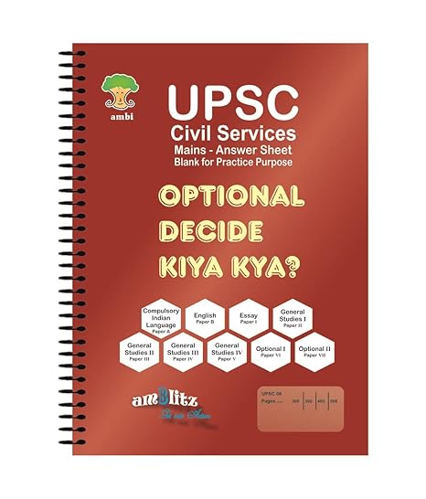 amblitz UPSC Answer Writing Notebook | 300 Pages | Pack of 6 Notebook | 70 GSM Thick Paper | PrePrinted Margins | Ideal for UPSC Mains, PSC & Civil Services Prep | A4 Size |