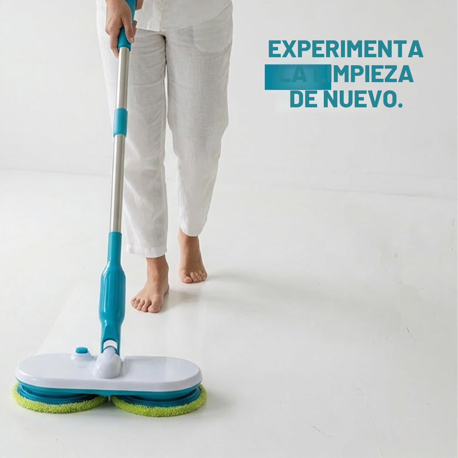 Fregona eléctrica Hurricane Floating Mop - Limpiaparabrisas Recargable para Fregar, Fregar y Fregar - con 2 Almohadillas de Microfibra 3