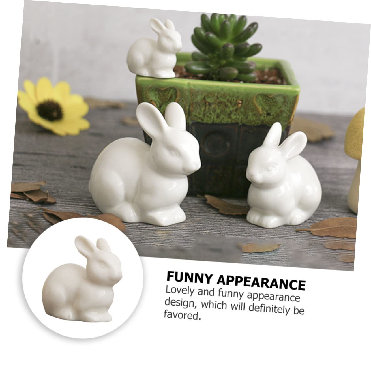 Happyyami 15 Pz Ornamento Di Coniglio Mini Coniglietto Accessori Per Case Delle Bambole in Miniatura Figura Del Coniglietto Di Pasqua Fai Da Te Orecchio Decorazioni Ceramica Bianca