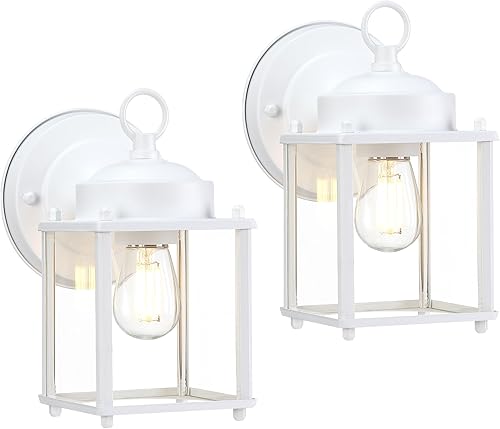 Miniatura 31 de GRUENLICH Farol de pared para exteriores del atardecer al amanecer, lámpara de pared exterior, iluminación exterior de porche con vidrio Negro