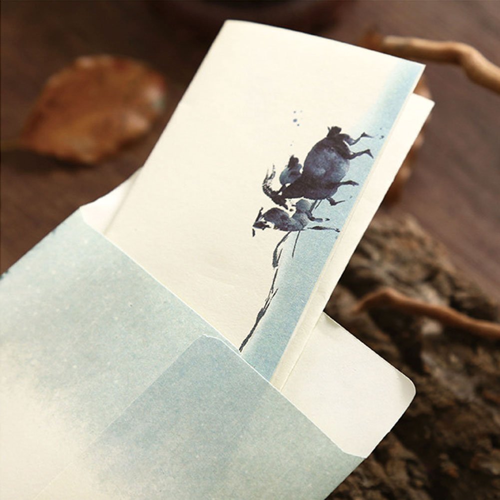 Winrase Set of 32 Chinese Ink Painting Classical Style Design Writing Stationery Paper with 16 Envelopes,8 Styles - Image 7