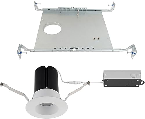 WAC Lighting Ion - Luz LED empotrable redonda de 2 pulgadas con kit de marco de nueva construcción, 3000 K, blanco cálido, 9 W, 725 lúmenes,