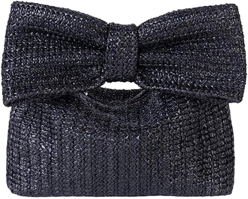 Women Bow Purse,Straw Clutch Purses for Women,Summer Handmade Bow Straw Purses and Handbags