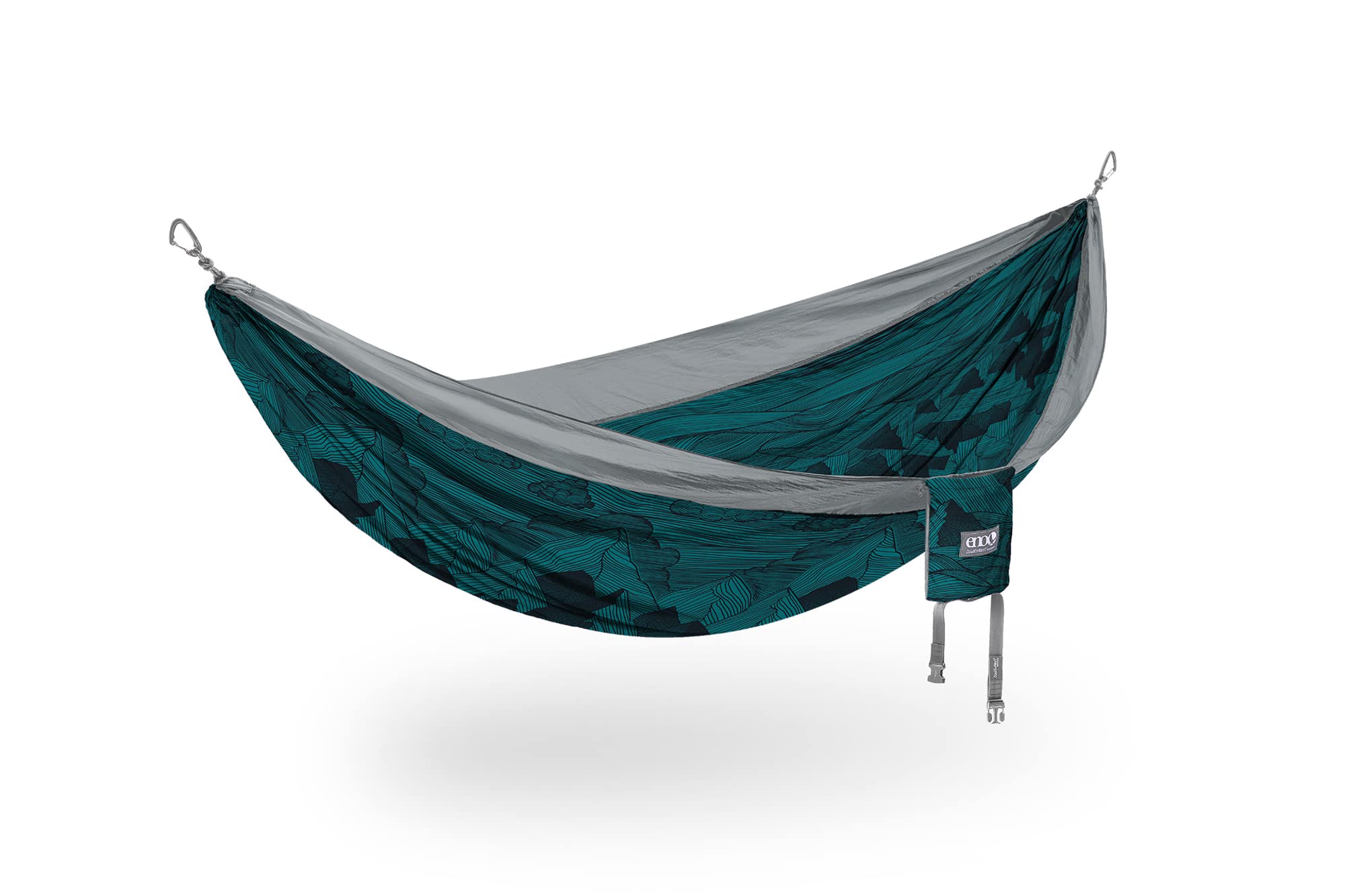 ENOEagles Nest Outfitters DoubleNest Print Lightweight Camping Hammock, 1 to 2 Person, Mountains to Sea/Grey,One Size,DNP340