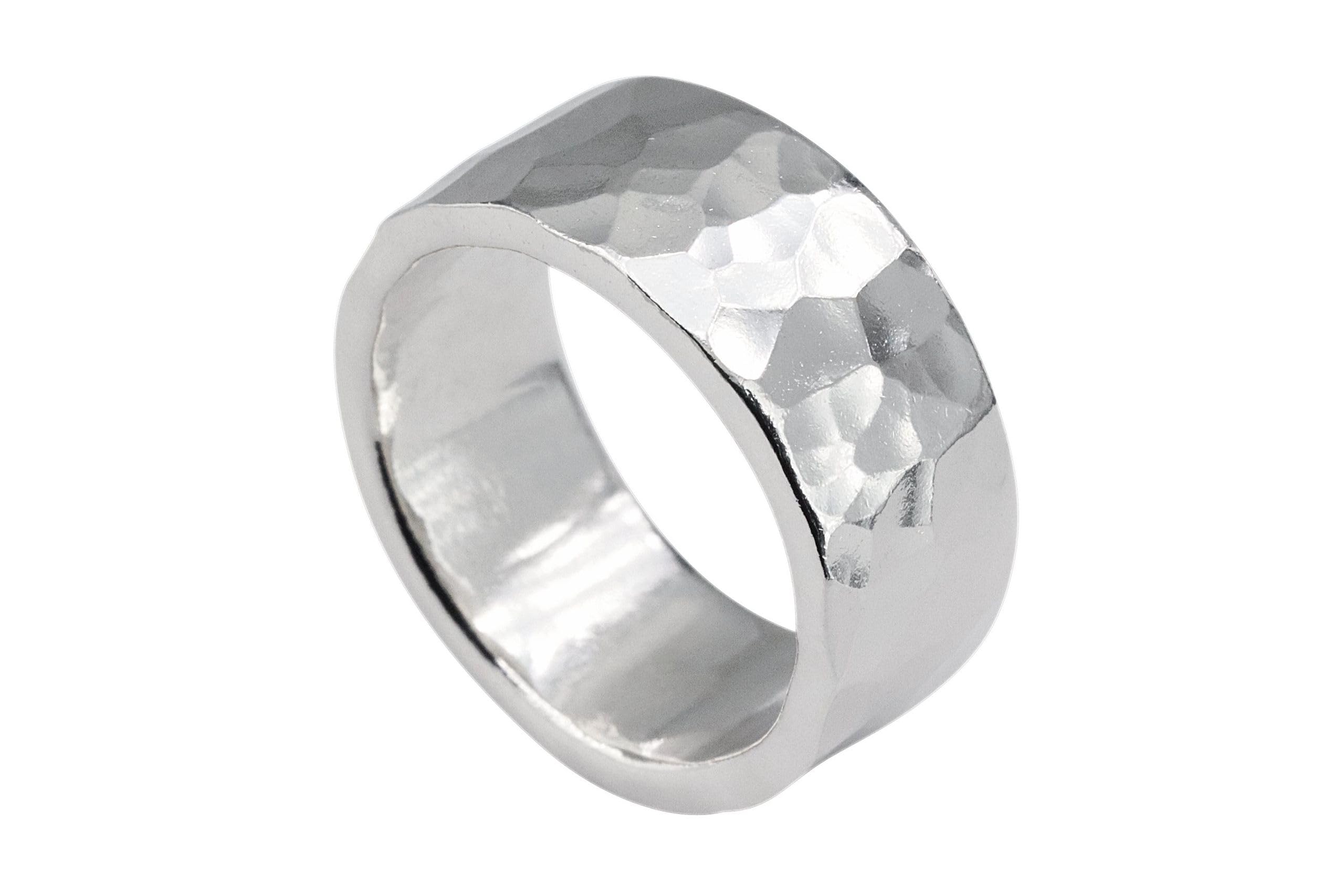SILBERMOOS XL XXL Ring Damenring Herrenring Partnerring Ehering Schmiedering Bandring gehämmert breit massiv Sterling Silber 925 Größe 64, 66, 68, 70, 72, 74