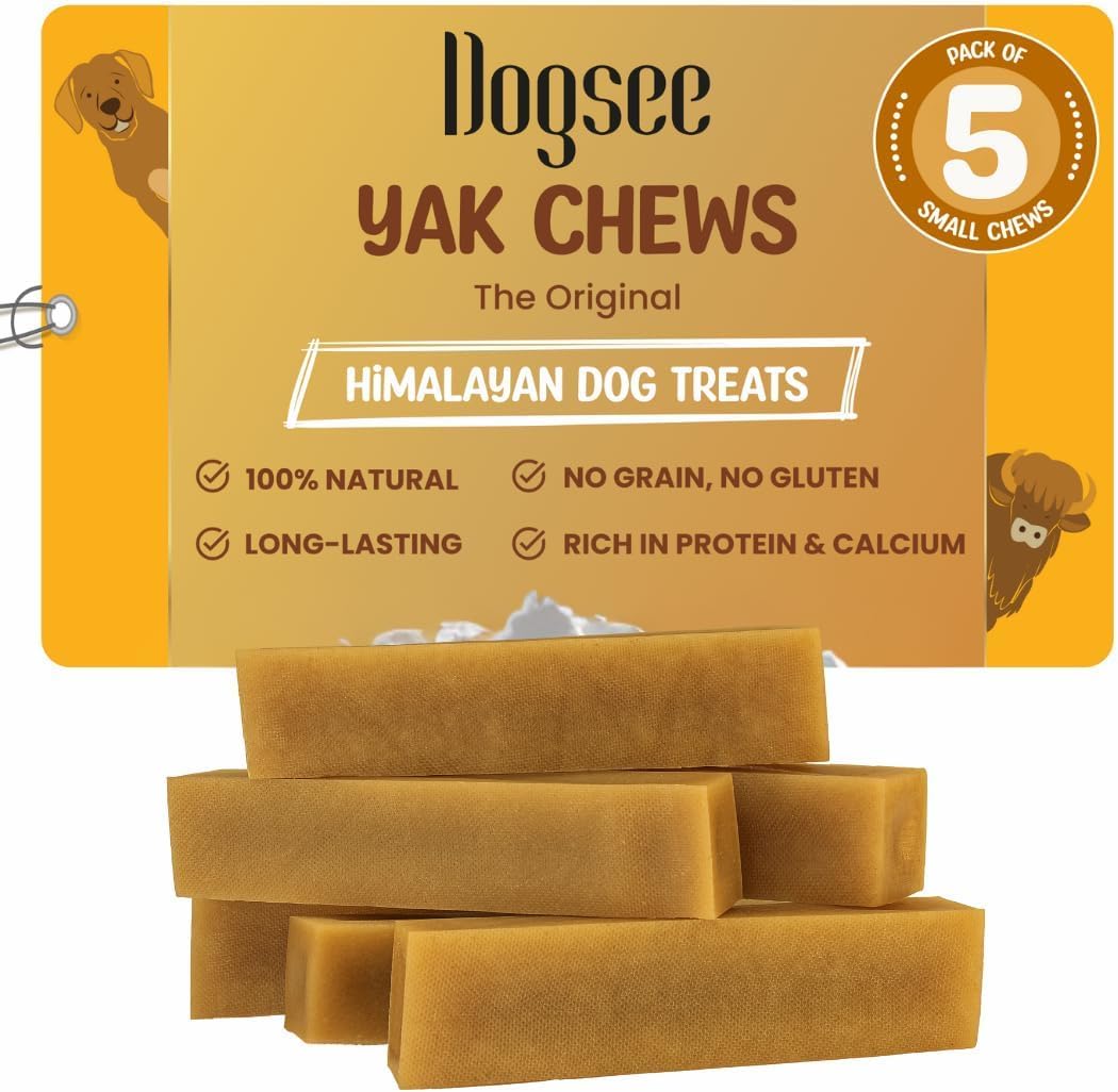 Dogsee Original Himalayan Yak Cheese Dog Chews (Small - 5 Bars) Yak Chews For Small Dogs .100% Natural, 60% Protein, Dog Treats for Small Breed Dog Chews