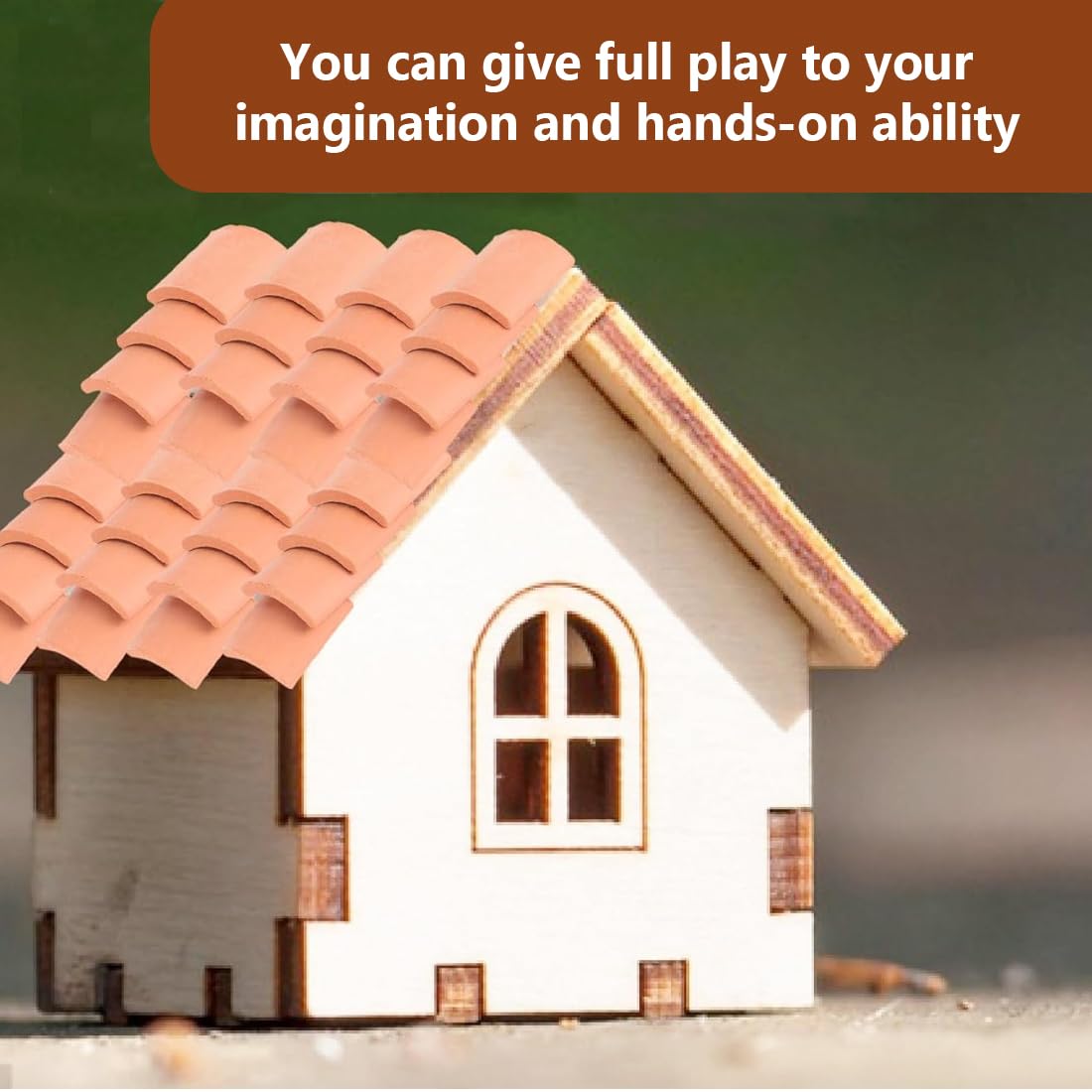 IKOPFLN 100pcs Tegole per Tetti Tegole in Miniatura 1:16 Mini Piastrelle nel Miniatura Rosse per Micro Paesaggio, Fai da Te Casa delle Bambole in Mattoni Con 2 mini spatole
