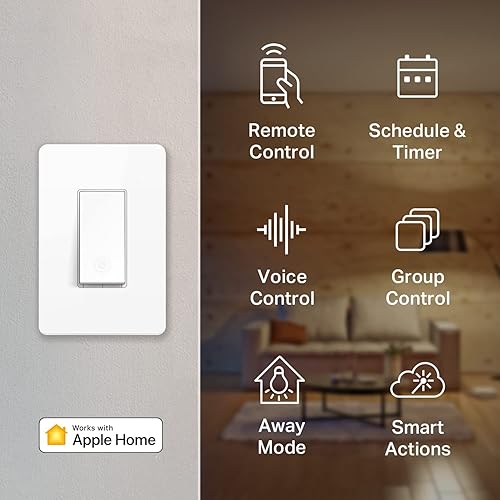 Miniatura 3 de Kasa Apple HomeKit - Interruptor de luz inteligente KS200, un solo polo, requiere cable neutro, interruptor de luz Wi-Fi de 2.4 GHz, funciona con