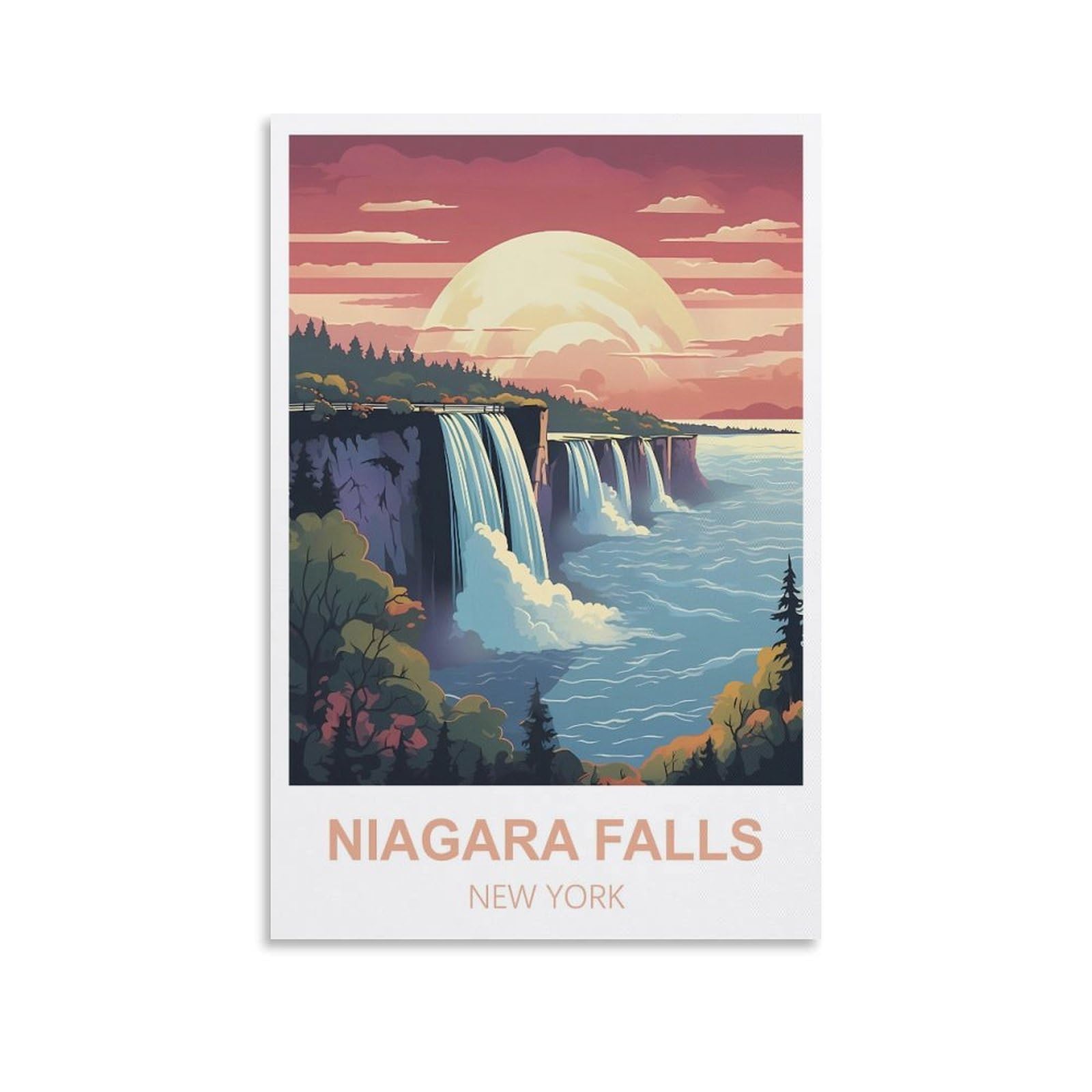HWJJUII Niagara Falls New York Vintage Travel Poster 12x18inch(30x45cm) Canvas Art Poster And Wall Art Picture Print Bedroom Decor