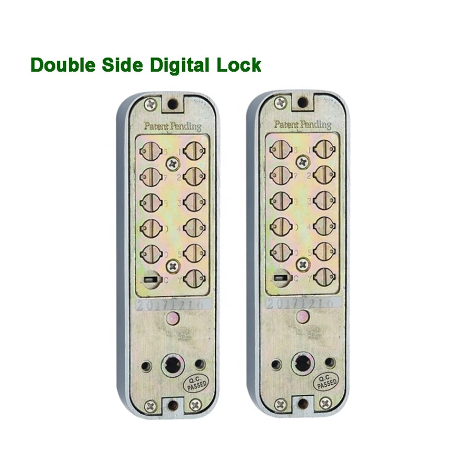 Código de bloqueo digital de teclado de doble teclado contraseña Puerta de hierro resistente al agua Garden Bloque(Gold)