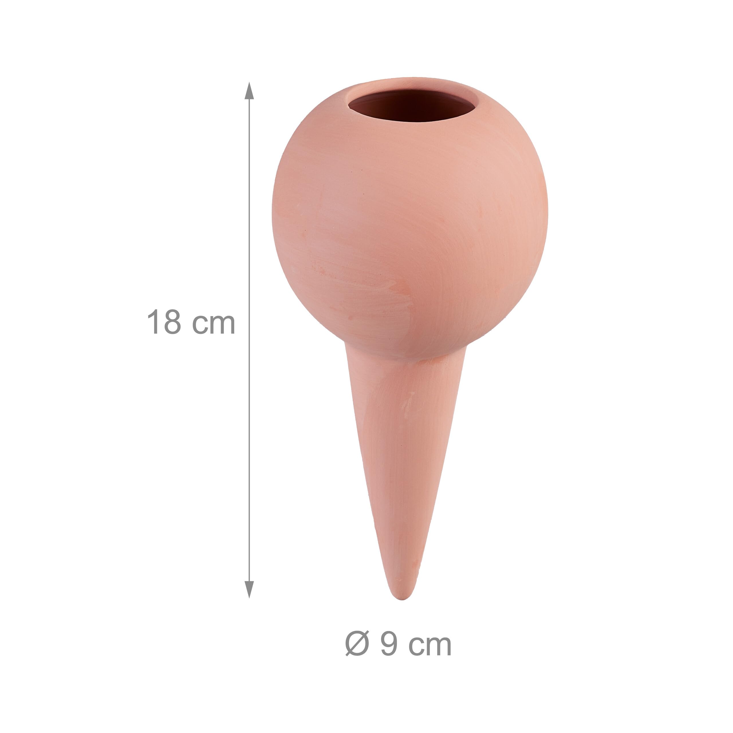 Relaxdays Arrosage en Terre Cuite, Lot de 4, Bouteilles Pet 1,5 l, intérieur (Chambre) et extérieur (Balcon), Marron