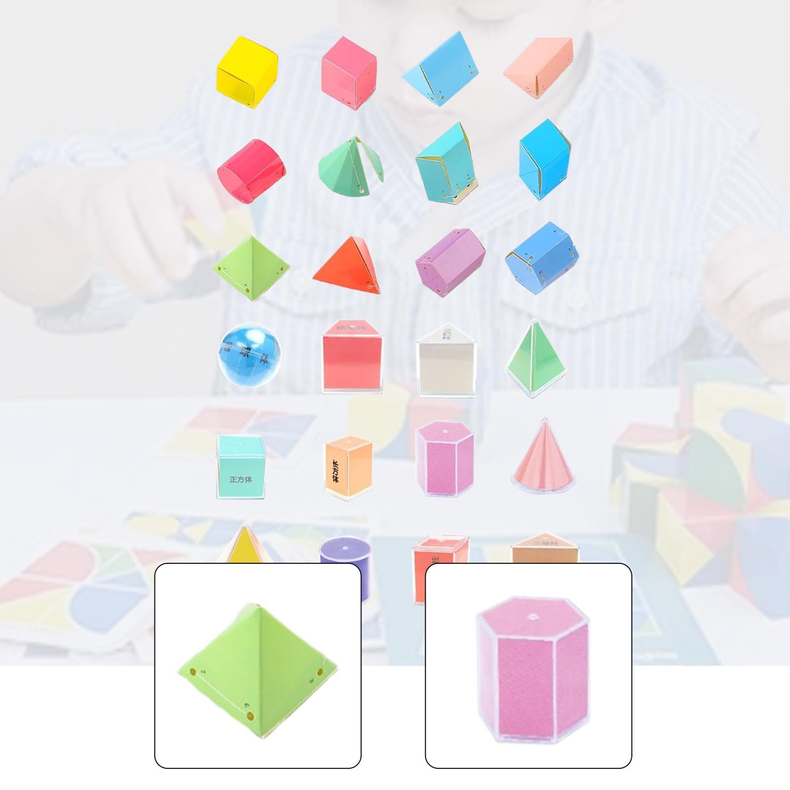 Oshhni Ensemble de 24 formes géométriques pour les mathématiques et la géométrie pour enfants, jouets éducatifs et en papier