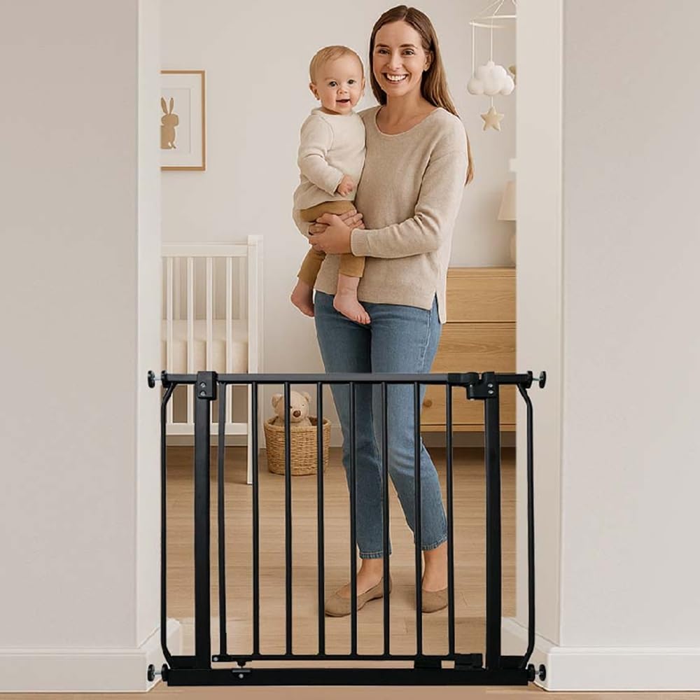 Safetots Elite Pressure Narrow Safety Gate, 65.5cm - 74.5cm, Matt Black, Narrow Pressure Fit Stair Gate, Baby Gate for Doors Hallways and Spaces, Safety Barrier, Easy Installation — view 7