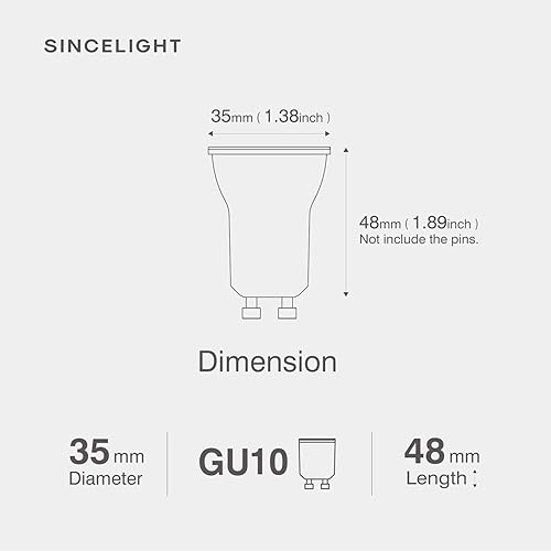 Miniatura 2 de SINCELIGHT Minipequeña bombilla LED GU10 PAR11 reflector con base GU10, 3 W, blanco cálido (2700 K), ángulo de haz de 35 grados, equivalente a