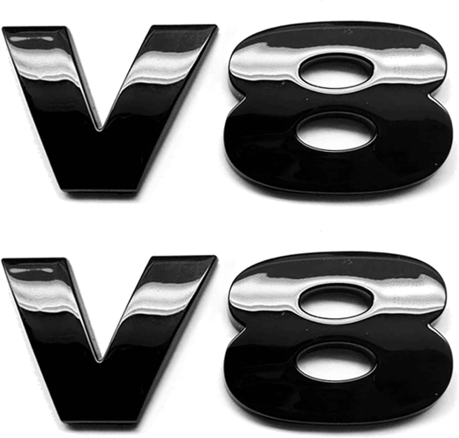 Amazon.com: 2pc 3D Gloss Black V8 Badges Emblems with Adhesive Backing ...
