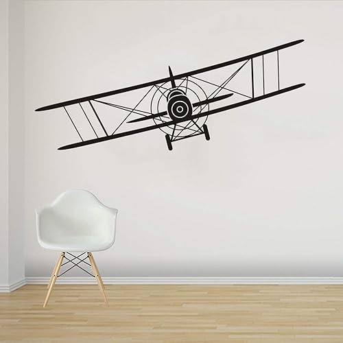 Miniatura 2 de Calcomanía de vinilo para pared de avión de biplano, decoración para niños, guardería, sala de estar, decoración de dormitorio, bricolaje YMX53