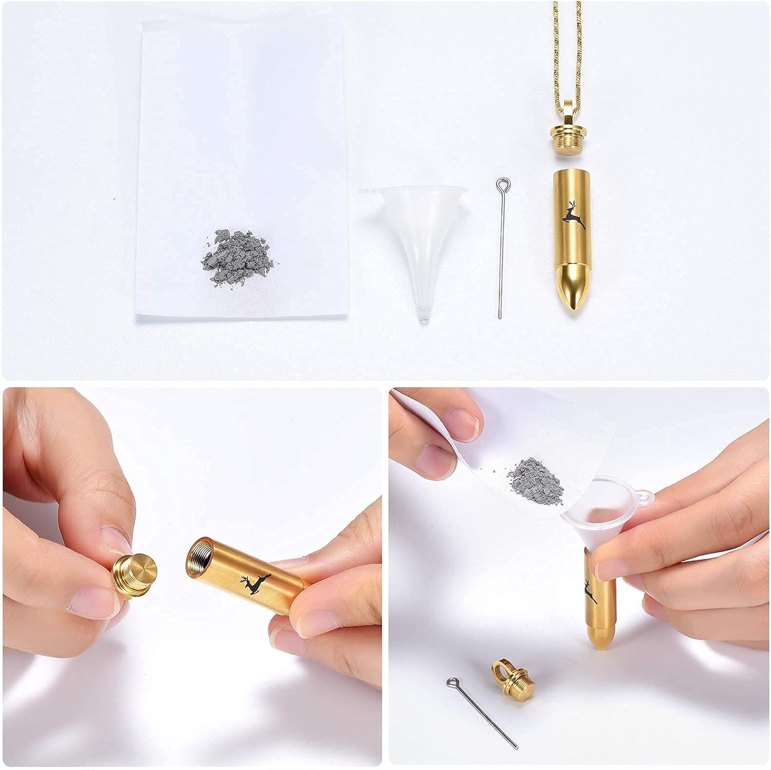 Yinplsmemory Cremation Jewelry for Ashes Locket Deer Bullet Pendant Urn Necklace for Ashes Keepsake Memorial Jewelry for Ashes for Dad Papa - Image 4