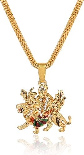 Sherawali Gold Religious Stainless Steel Pendant Neckpiece | Certified and Authentic | Stylish & Fancy Necklace for All Men & Women