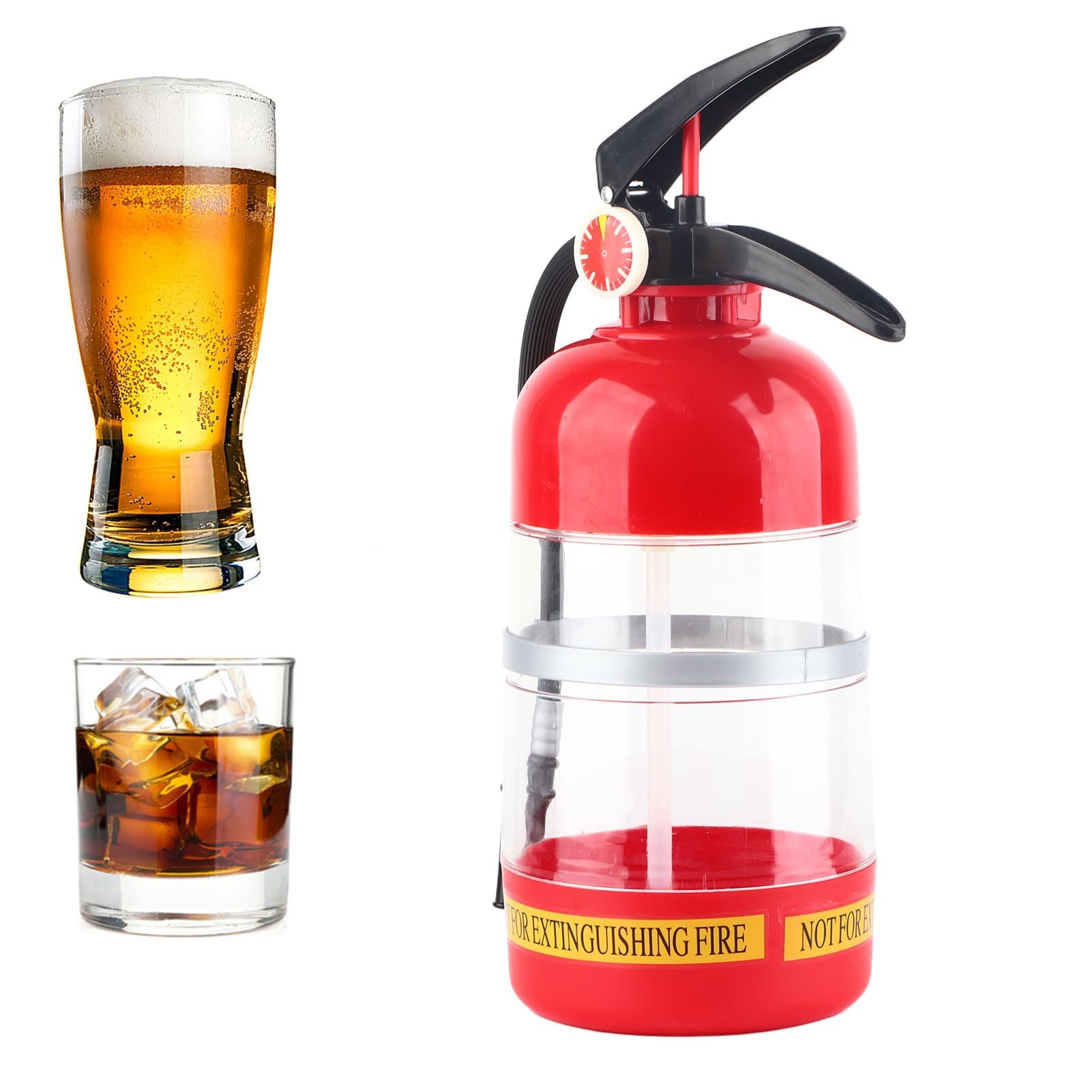 2L Bierspender, Feuerlöscher Form Getränkespender Spirituosenspender Party Bier Wasserspender Bierfässer Bar Fassspender für Hotel Restaurant Cocktail Alkoholpumpe