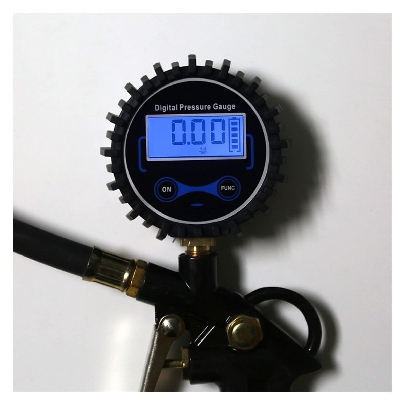 Inflador de neumáticos de Aire para automóvil con manómetro Digital Tipo de Manguera de Mandril de Aire de 200 PSI (Negro)