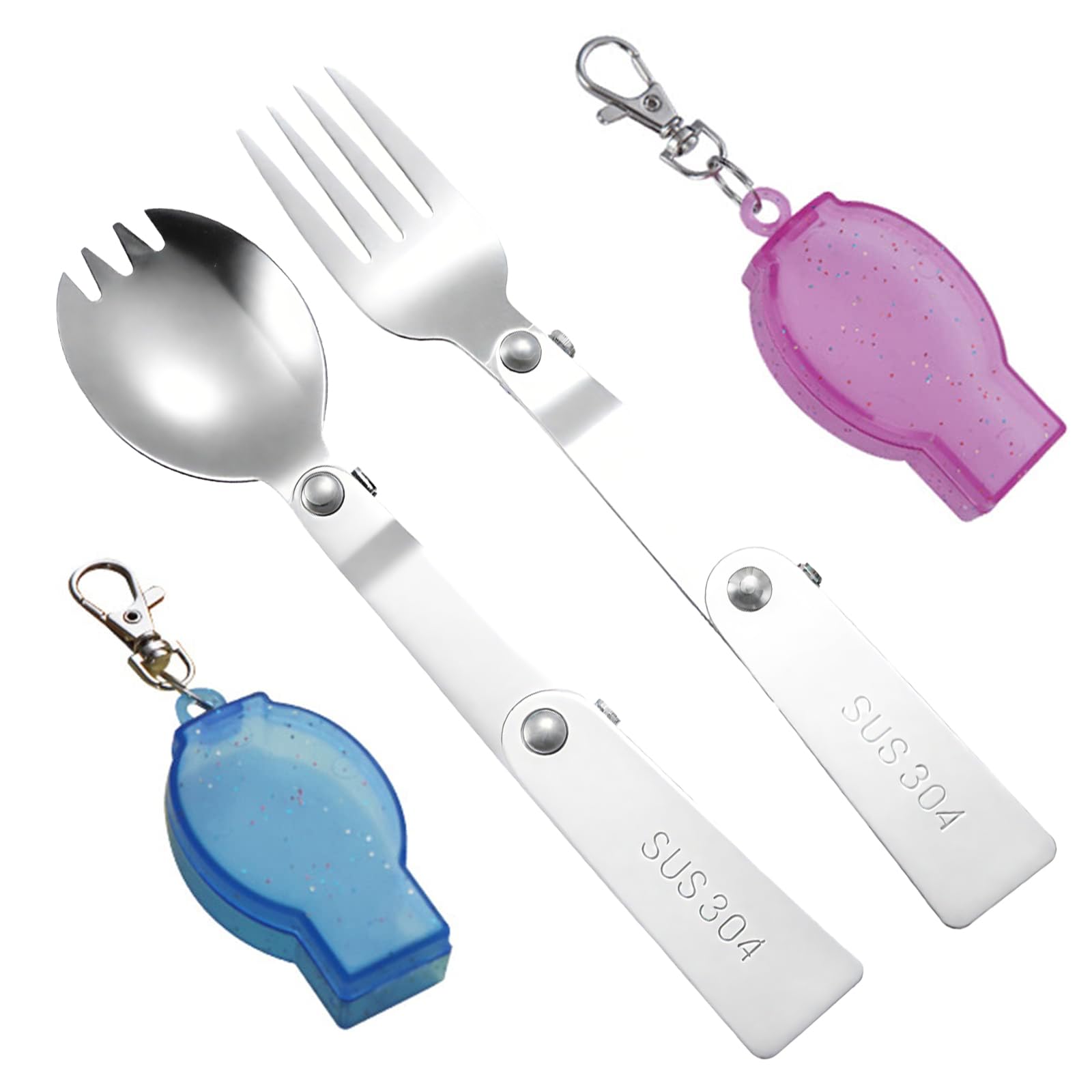 Set De 2 Couverts Pliants Acier Inoxydable - Cuillère Et Fourchette - Neuf