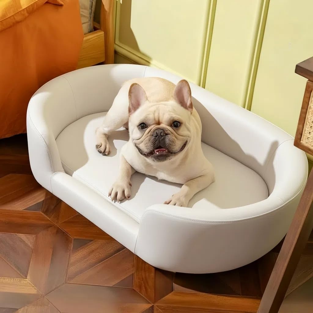 Photo 1 of ?Factory Seconds?Fully Functional (Mismatched Feet) - Heavy Discount?Large Dog Sofa Bed Faux Leather Dog Sofa Couch Big Fancy Doggy Furniture Style Beds Mattress Orthopedic for Giant Breed (Grey)